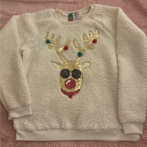 Festive Reindeer Sweater with Gold and Red Accents